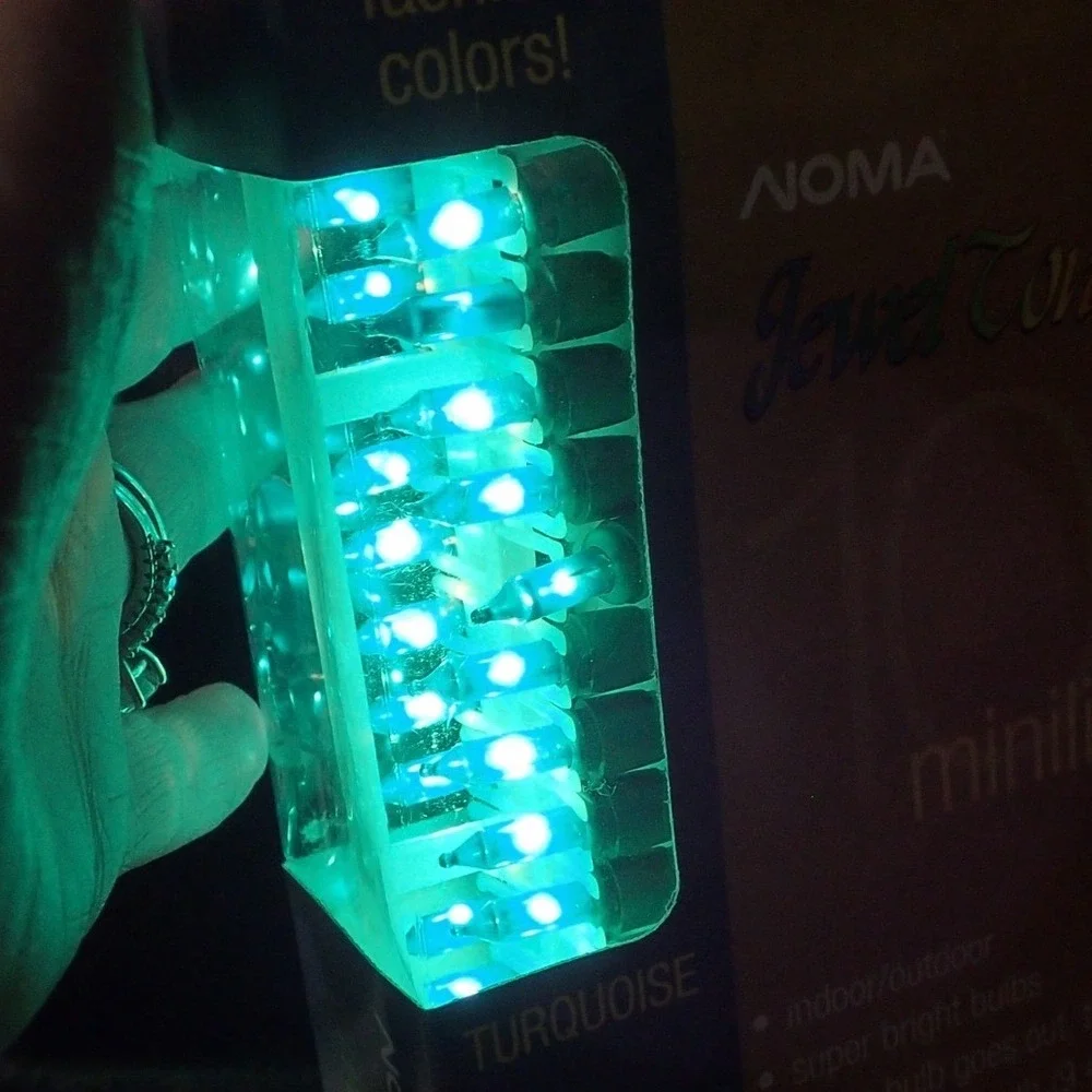 NOMA Jewel Tone 100 String Mini Lights TURQUOISE 31ft NOS New Vintage Christmas